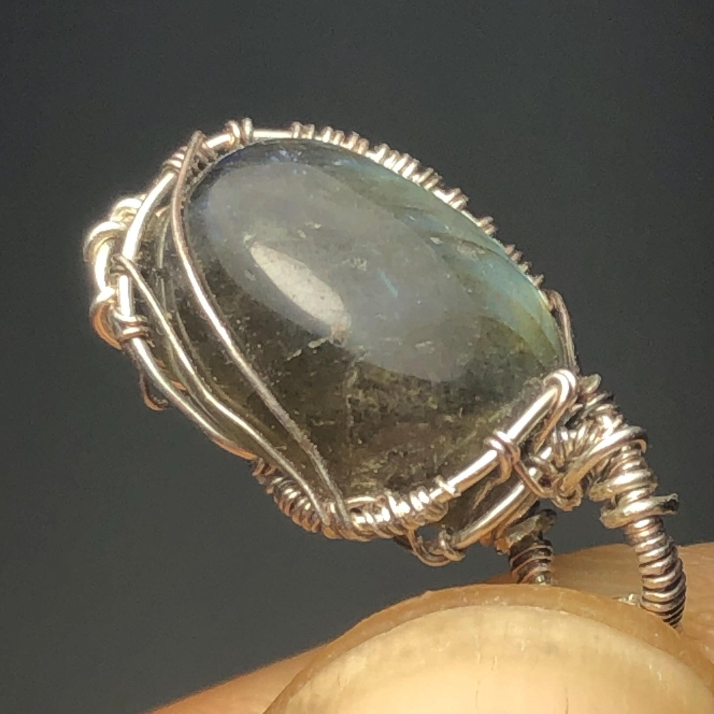 Labradorite and Silver Crystal Pendant