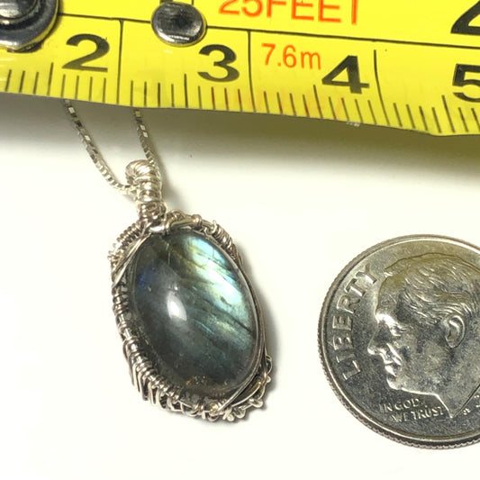 Labradorite and Silver Crystal Pendant