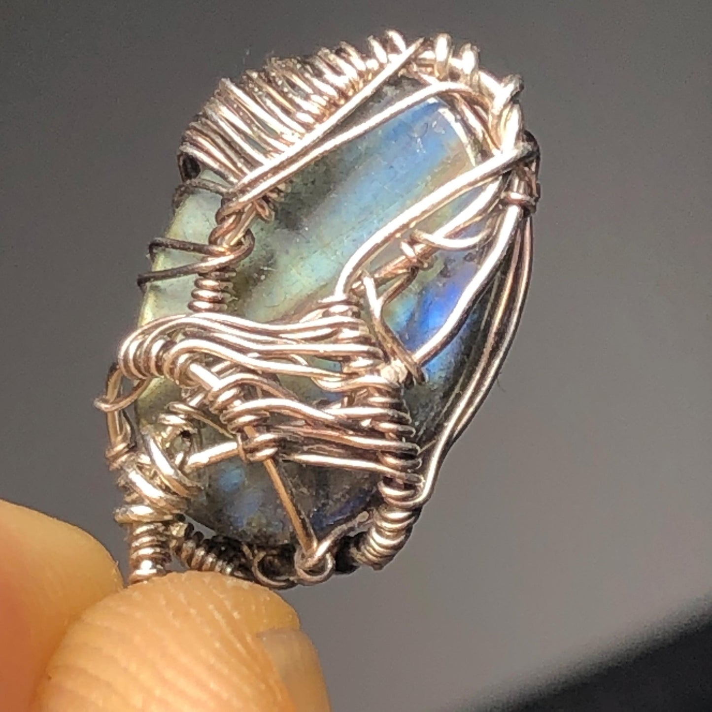 Labradorite and Silver Crystal Pendant