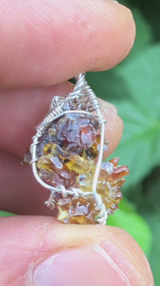 Orange Red Zincite Cluster Pendant